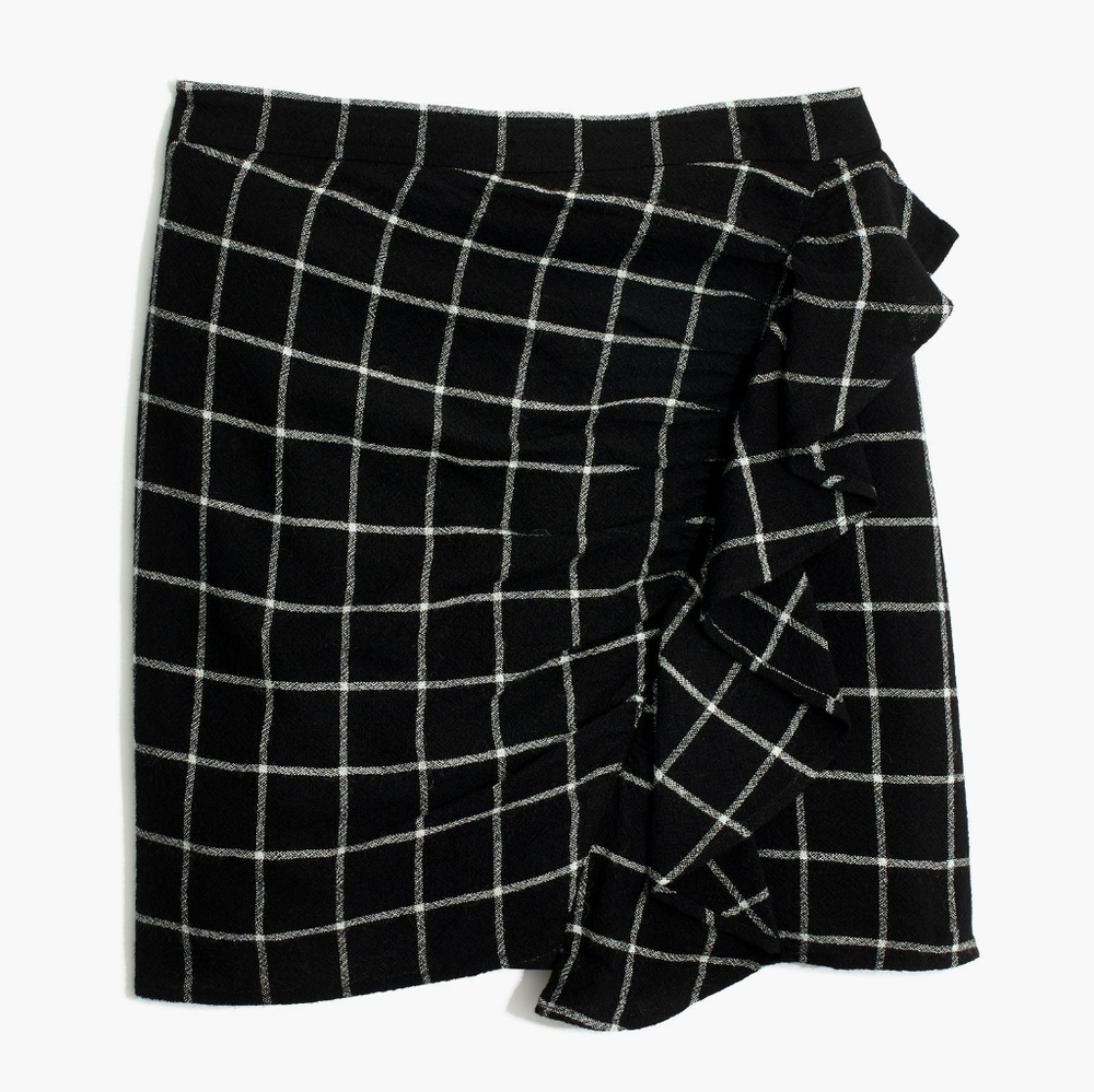 Madewell Windowpane Ruffle front Skirt - Picture 1 of 8